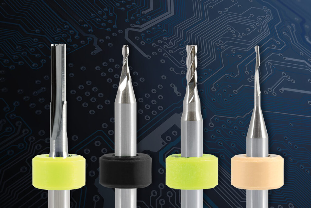 A group of PCB end mills